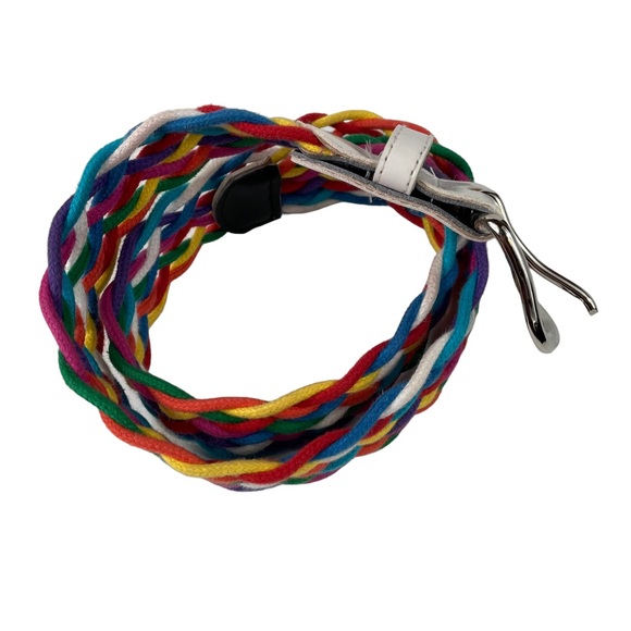 Vintage Rainbow Braided Pride USA Made Belt With Buckle Medium Large M/L LGBTQ+ - Picture 5 of 12